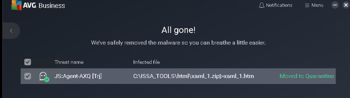 AVG Quarantine Details