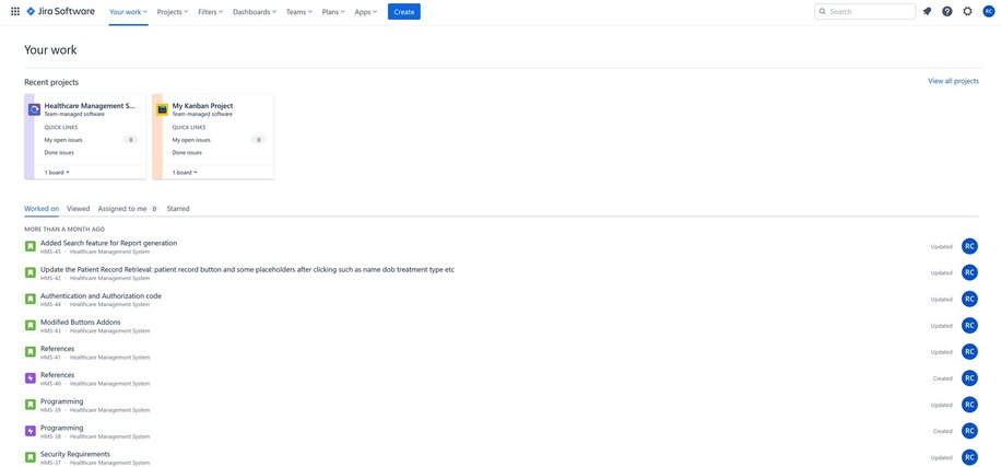 Placing Requirements in JIRA Screenshot